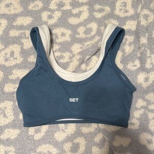 SET Active Teal and White Sports Bra